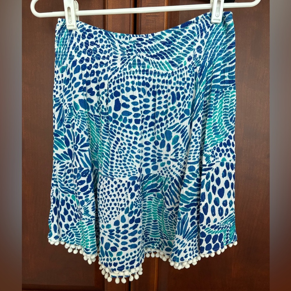 NWOT Lilly Pulitzer SAMPLE Tiered Mini Skirt Brilliant Blue Tang Gang Size Small